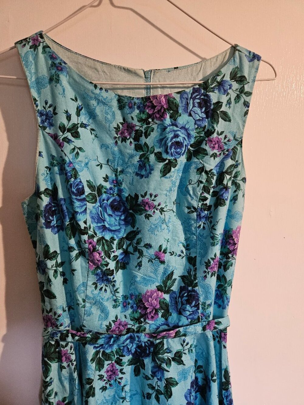 Vintage Blue Floral Midi Dress